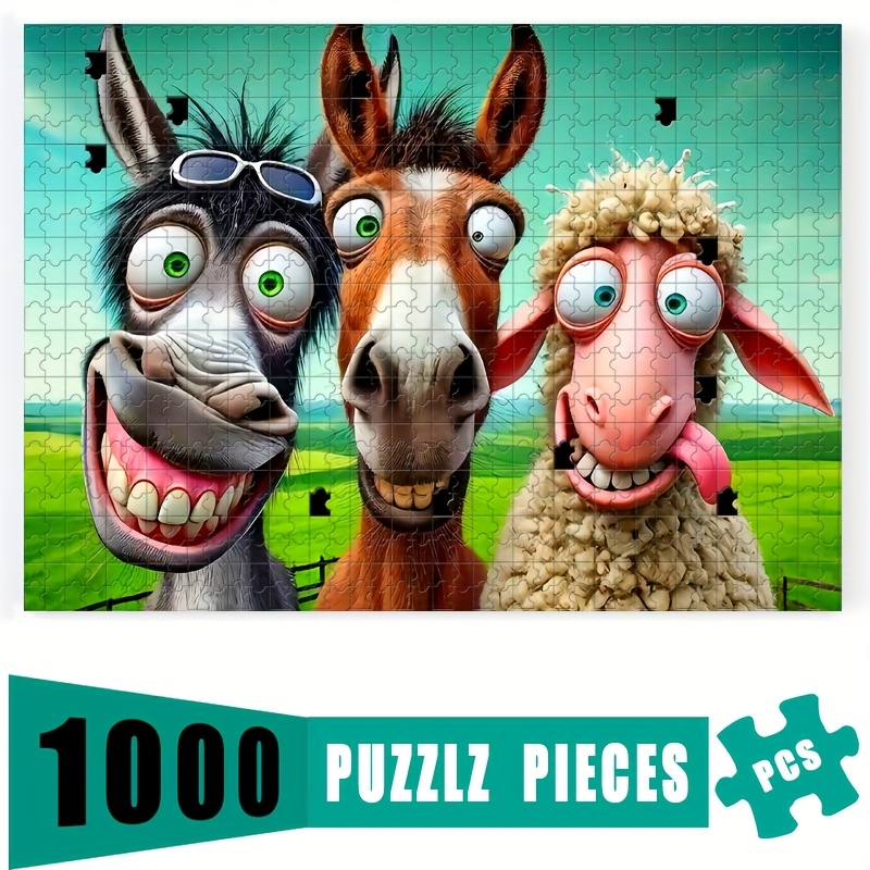 Party Games Adults Funny - 1000pcs Puzzle Game with Funny Donkey